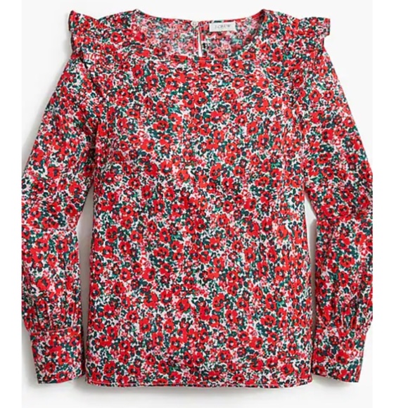 J. Crew Tops - J. Crew Petite cotton poplin ruffle top NWOT